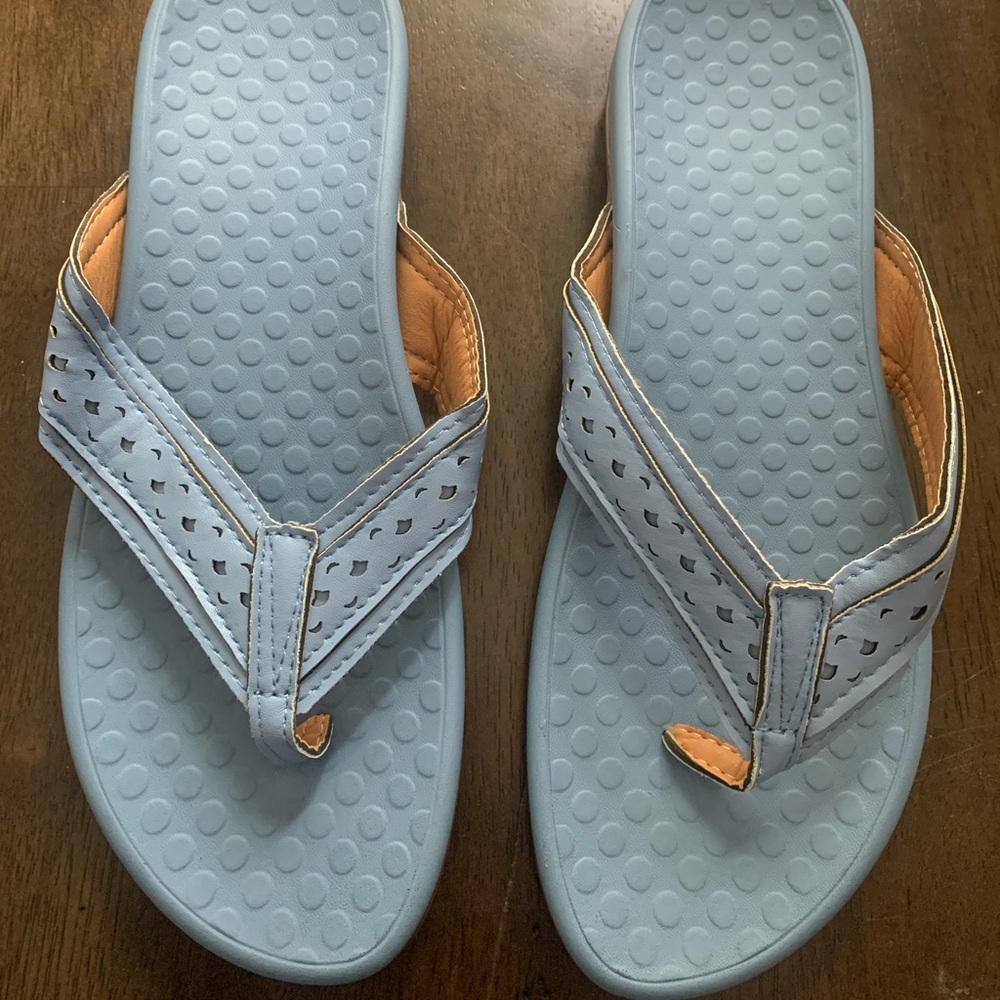 Light Blue Perf Flip Flop Sandals 10